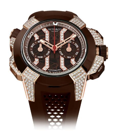 Jacob & Co. Epic X Chrono Rose Gold Ceramic Pave Watch Replica EC412.42.AB.UA.ABRUA Jacob and Co Watch Price